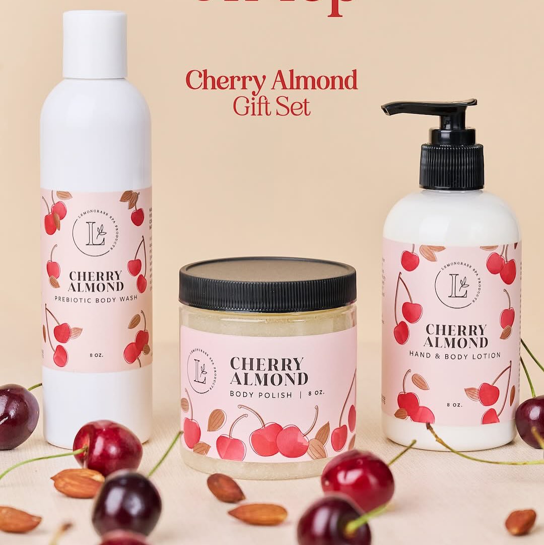 “I Want That” Day 10 – Cozy Cherry Bliss 🍒🌰
@lemongrass_spa_products heard you! Welcome back Cherry Almond! This is definitely my all time favorite and I am so so excited to have it back! 

Bring cozy comfort to every moment this season with our Limited Edition Cherry Almond Gift Set ✨

Enhanced with the inviting aroma of toasted almonds + juicy cherries, this warm collection is handcrafted to nourish, smooth + soften your skin 🌸💖

🌟 What’s Inside:
🧴 Prebiotic Body Wash – Gentle cleansing + hydration
✨ Body Polish – Smooths + exfoliates for silky skin
💆‍♀️ Hand & Body Lotion – Locks in lasting moisture

💖 Why You’ll Love It:
✔️ Cozy & comforting scent 🍒🌰
✔️ Complete skin care routine – cleanse, polish + hydrate ✨
✔️ Perfect gift 🎁 beautifully packaged in an organza bag
✔️ Autumn exclusive – available only through October 16 at 2 PM ET ⏳

💲 Only 💲4️⃣9️⃣(save 💲4️⃣)

👉 Drop “I want that cozy set!” below or message me to snag yours 🌸
🎟️ Each order = another entry into our Mystery Host rewards drawing 🎉

NEW to the scene is Cherry Almond Room Spray and Also returning - Cherry Almond Lip Butter!

🍒 What’s your must have Cherry Almond Item? 🍒 #cherryalmond #bodypolish #prebioticbodywash #lipbutter #nontoxicroomspray #fallscents #cleanandnaturalbeauty #cleanandnatural #affordablenontoxicproducts